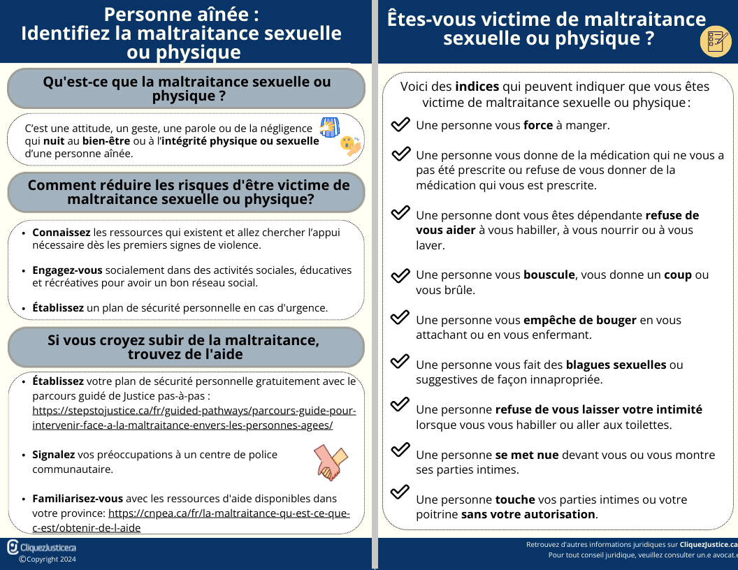 Personne aînée : la maltraitance sexuelle ou physique