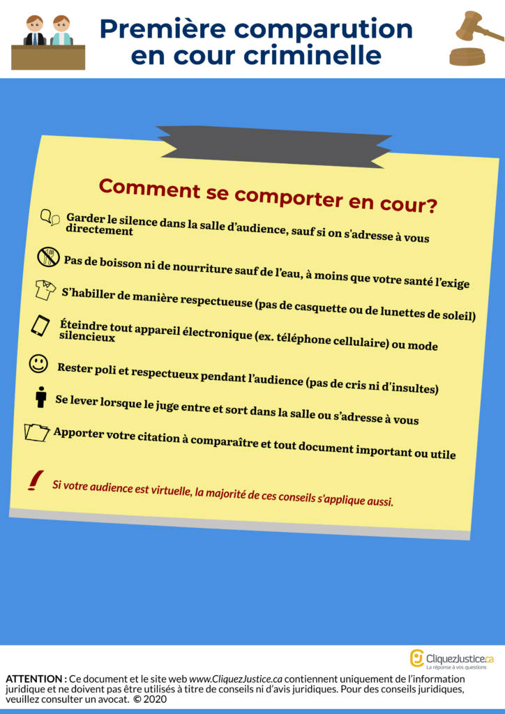 Première comparution en cour criminelle