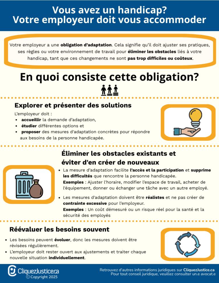 Vous avez un handicap ? Votre employeur doit vous accomoder
