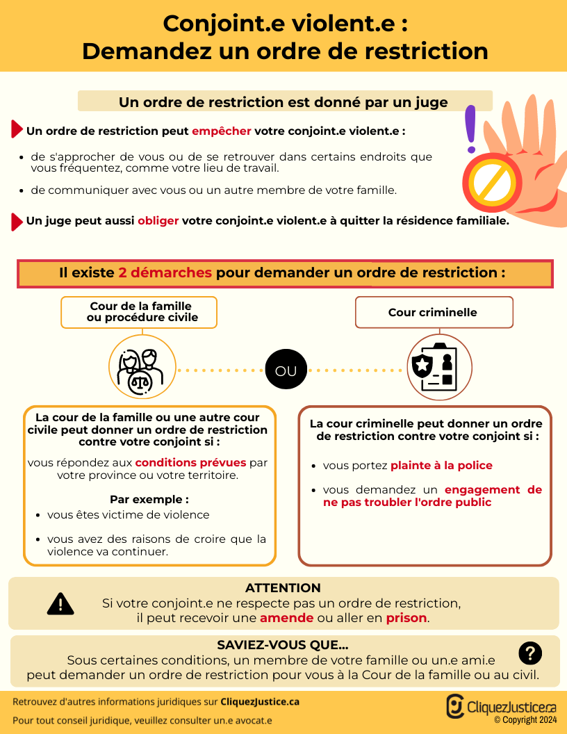 Conjoint.e violent.e: Demander un ordre de restriction