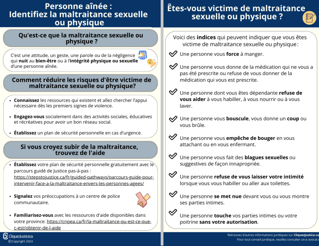 Personne aînée : la maltraitance sexuelle ou physique